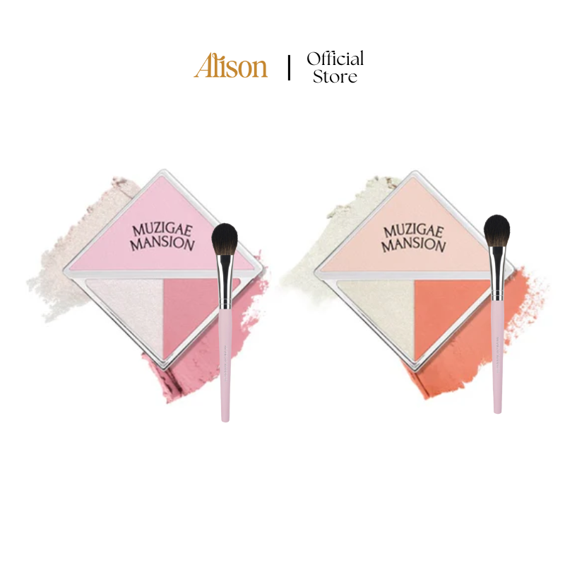 Set Má Hồng Muzigae Dual Cheek + Cọ 