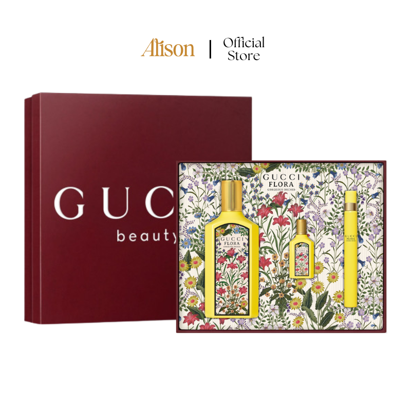 SET Gucci Flora Gorgeous Orchid EDP 100ml+ 5ml + 10ml 