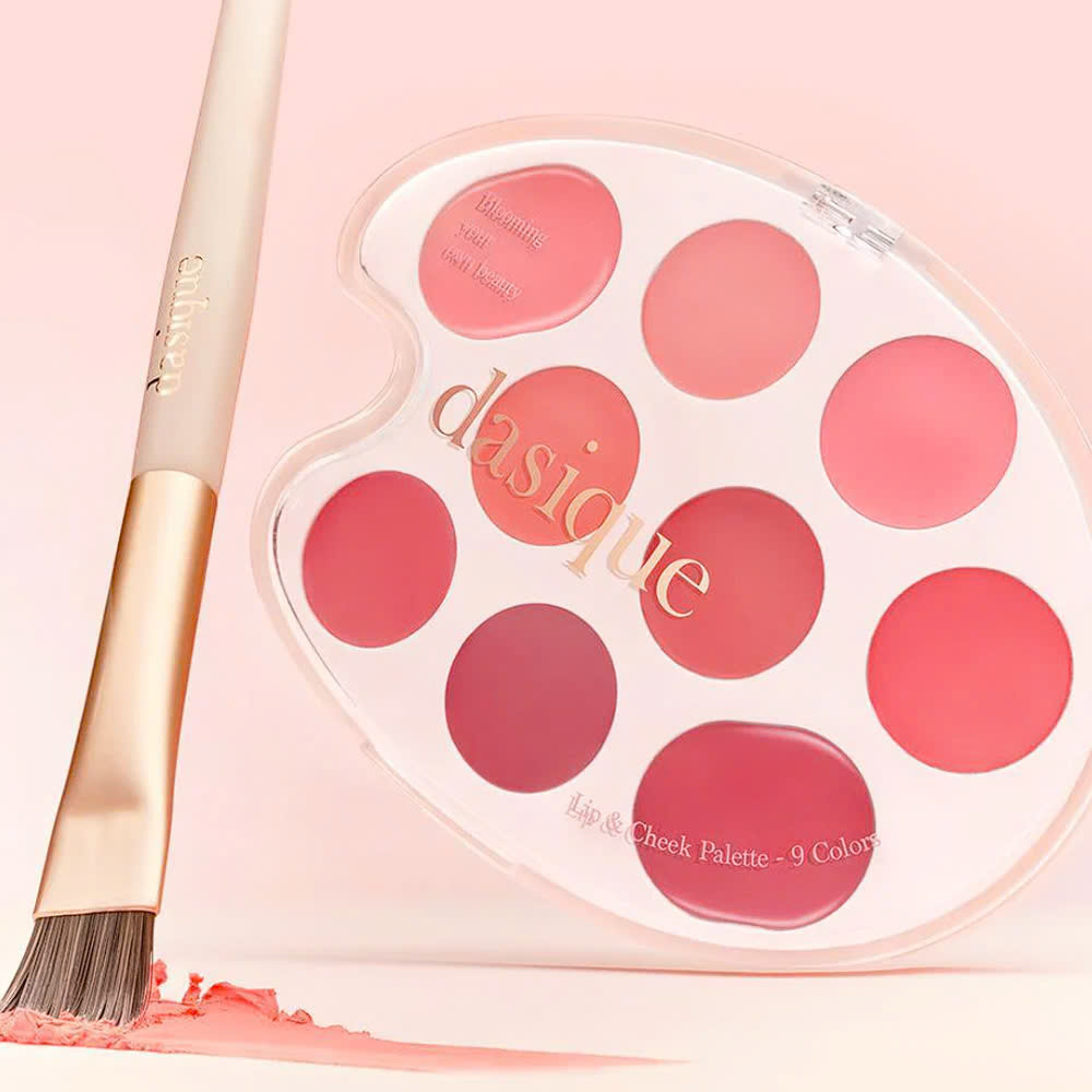  Thiết kế của Dasique Mood Painting Lip & Cheek Palette với 9 ô màu được sắp xếp tinh tế