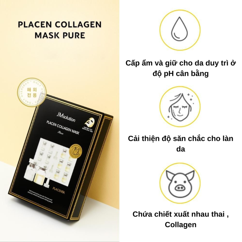 Thumb Mặt Nạ Dưỡng Da Săn Chắc Đàn Hồi JM Solution Placen Collagen Mask Pure