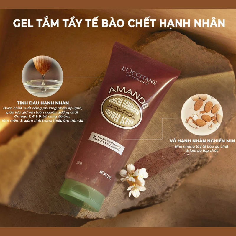 Gel Tắm Tẩy Tế Bào Chết Hạnh Nhân Amande L'Occitane Almond Shower Scrub