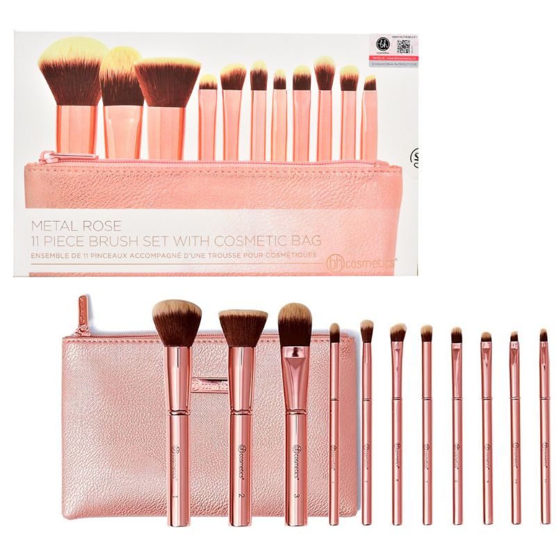 Thumb Set cọ BH Cosmetics Metal Rose 11 Piece Brush Set With Cosmetic Bag