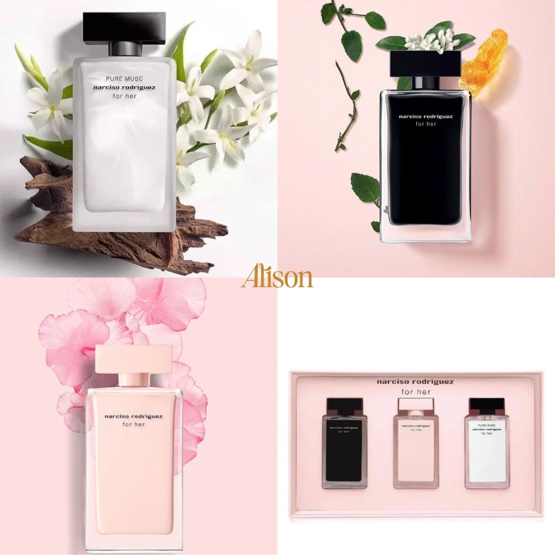 Thumb Set Narciso Rodriguez For Her (đen + hồng nhạt + trắng) 7.5ml x 3