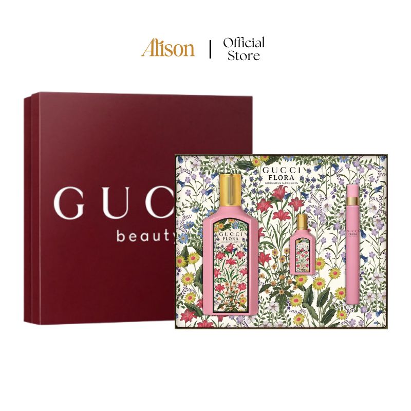 SET Gucci Flora Gorgeous Gardenia EDP 100ml + 5ml + 10ml